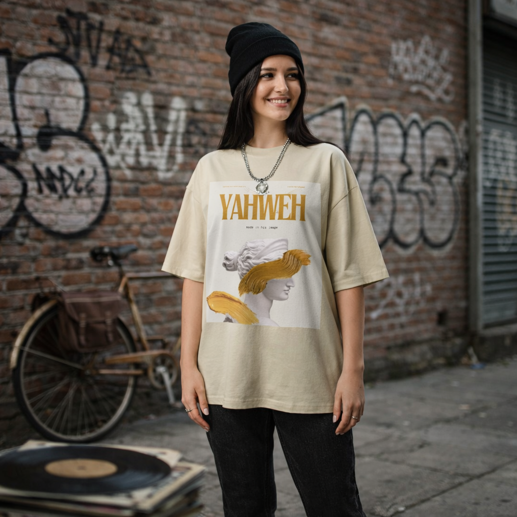 YAHWEH Unisex oversized high neck t-shirt