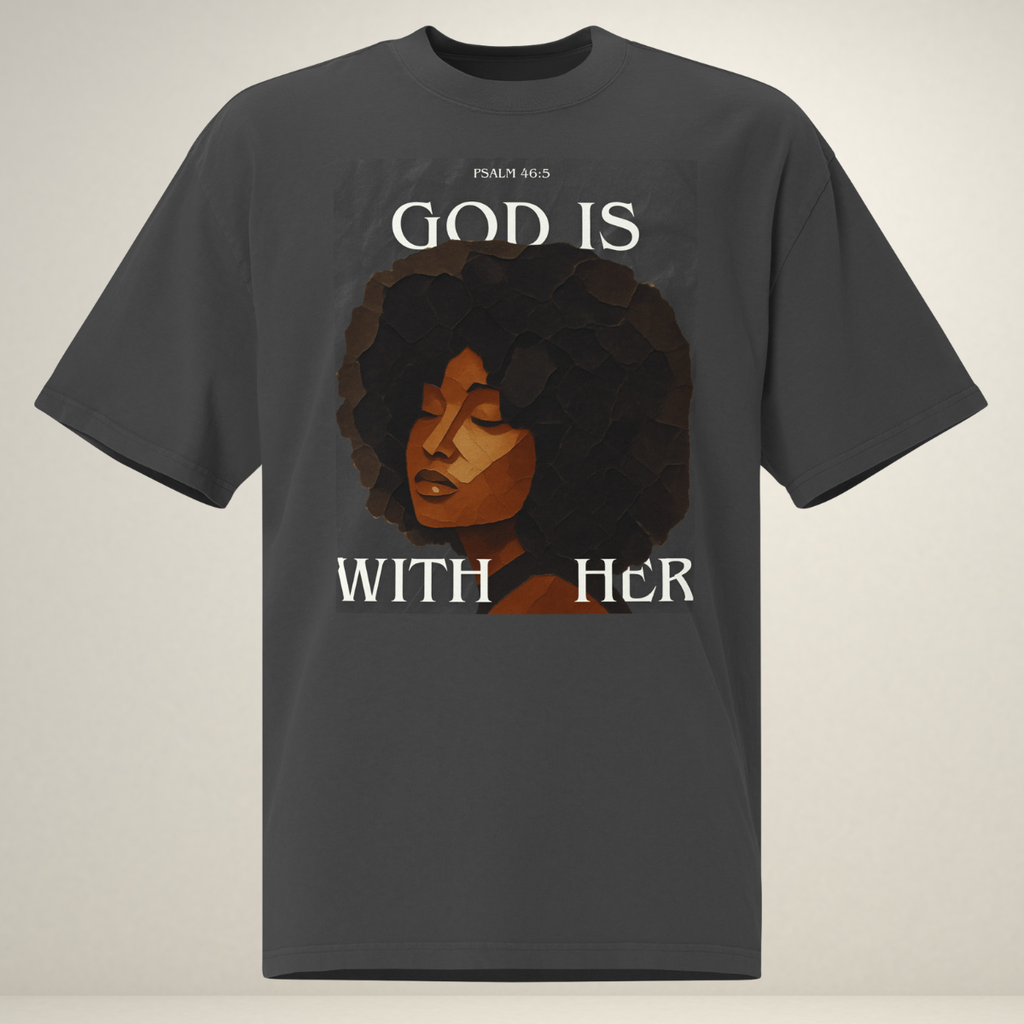 God Is With Her Oversized faded t-shirt