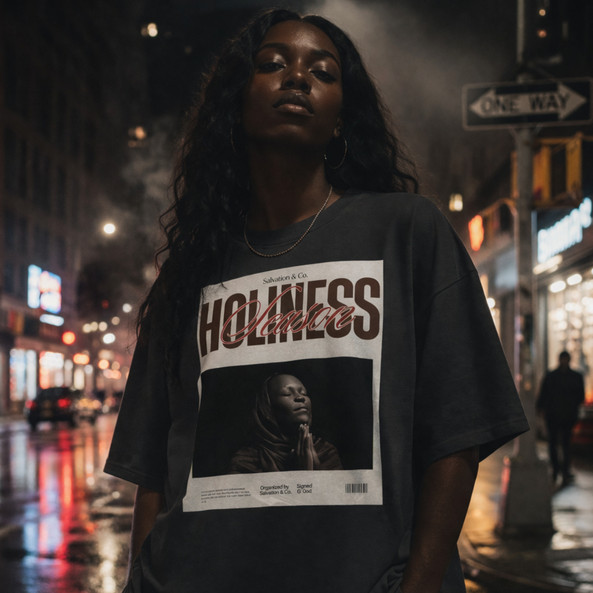 Holiness Season Oversized faded t-shirt